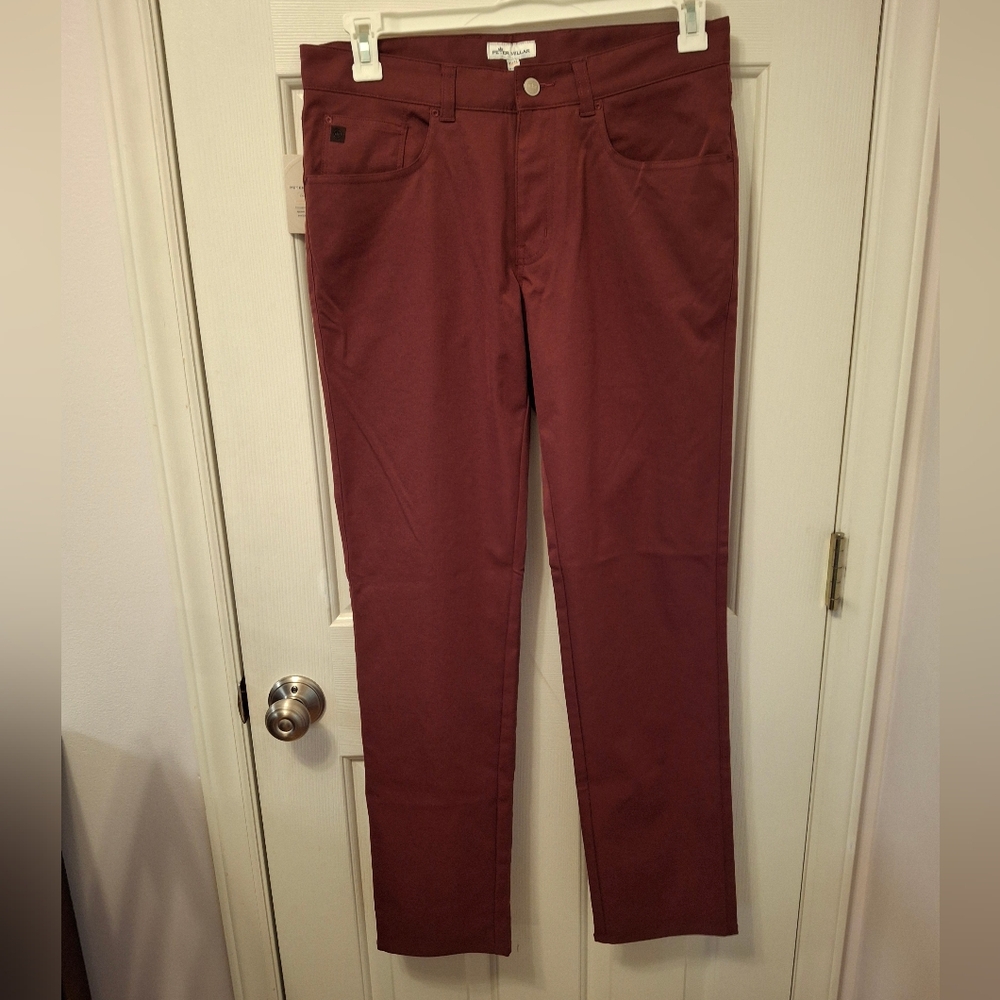 Peter Millar Crown Sport Performance Pants Sz 31x32 Bordeaux Color